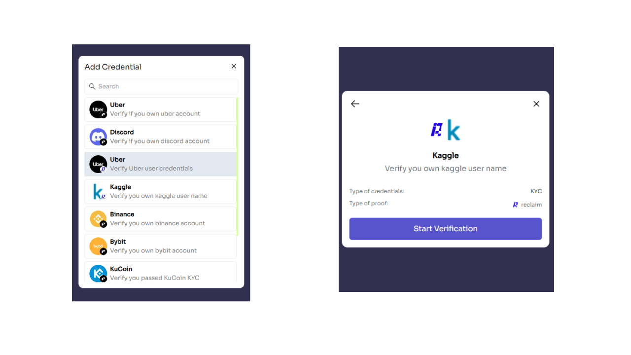 Reclaim Protocol credential issuer - Start generating